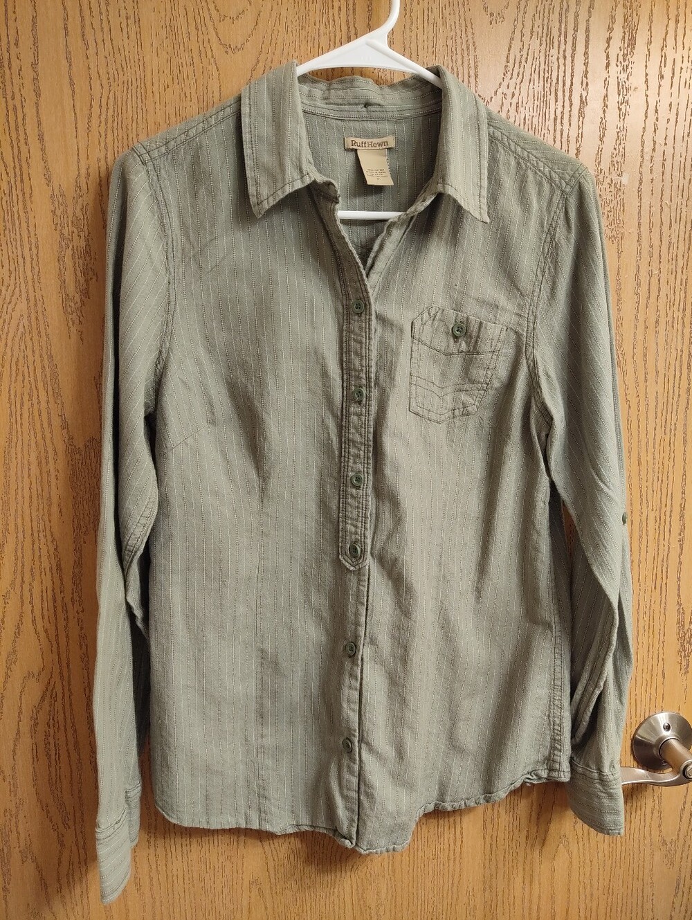 Ruff Hewn Olive Green Men's Button-Down Shirt